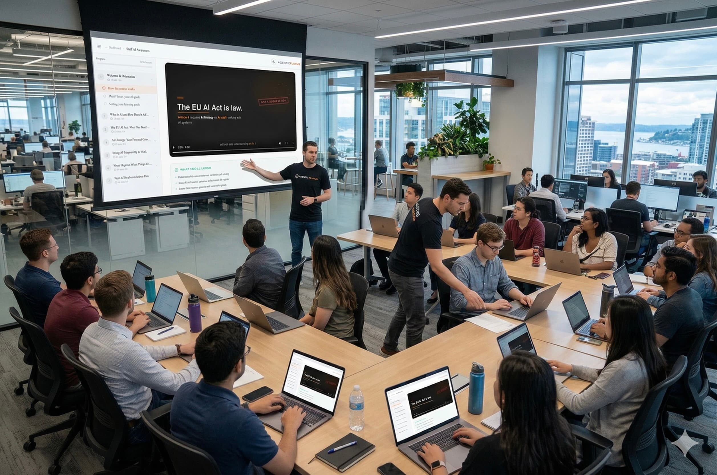 Agentic Fluxus group training session, on-site AI literacy for enterprise teams